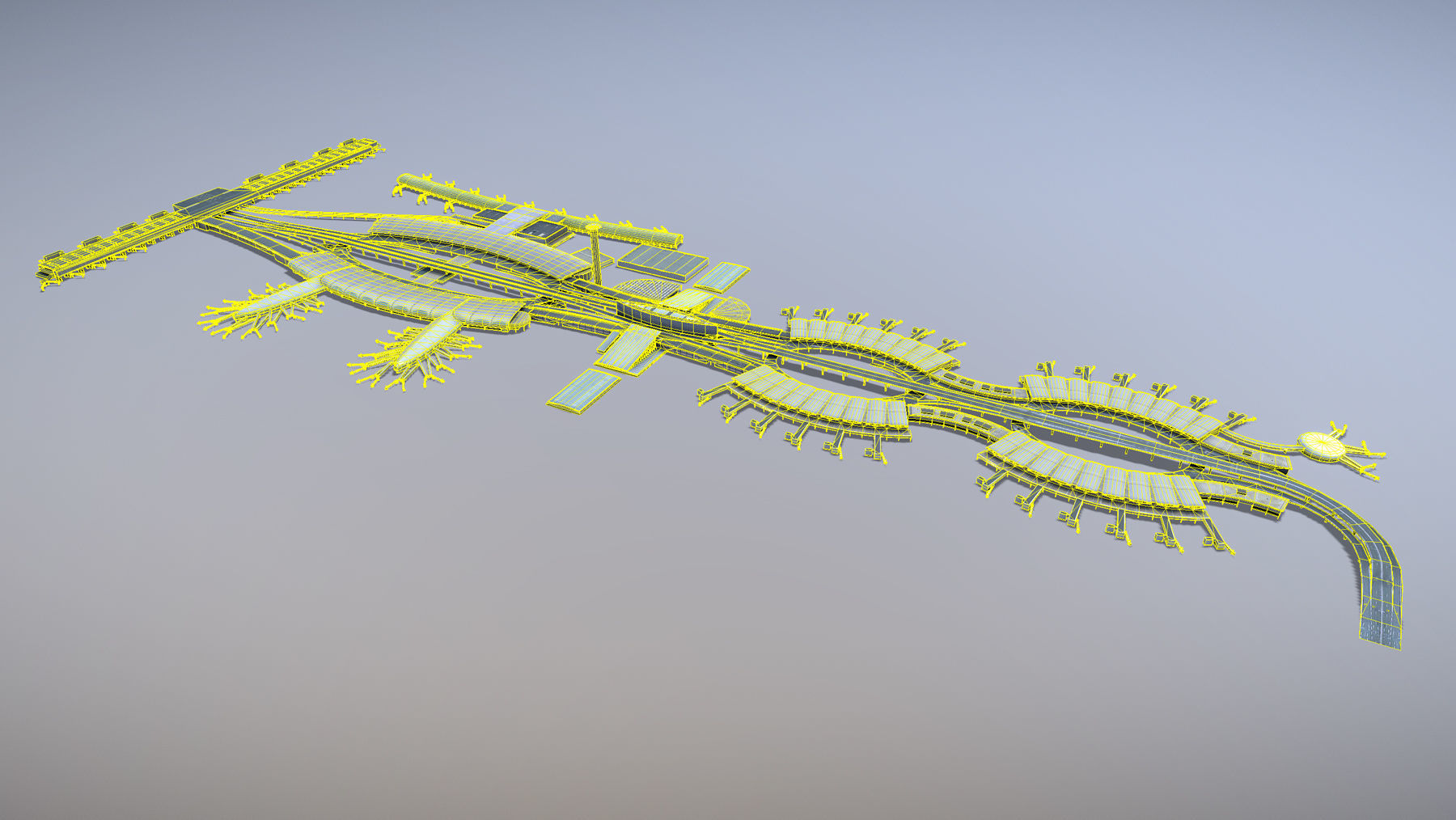 Airport Terminal LFPG Terminal2 Charles de Gaulle Airport Low-poly 3D model_19