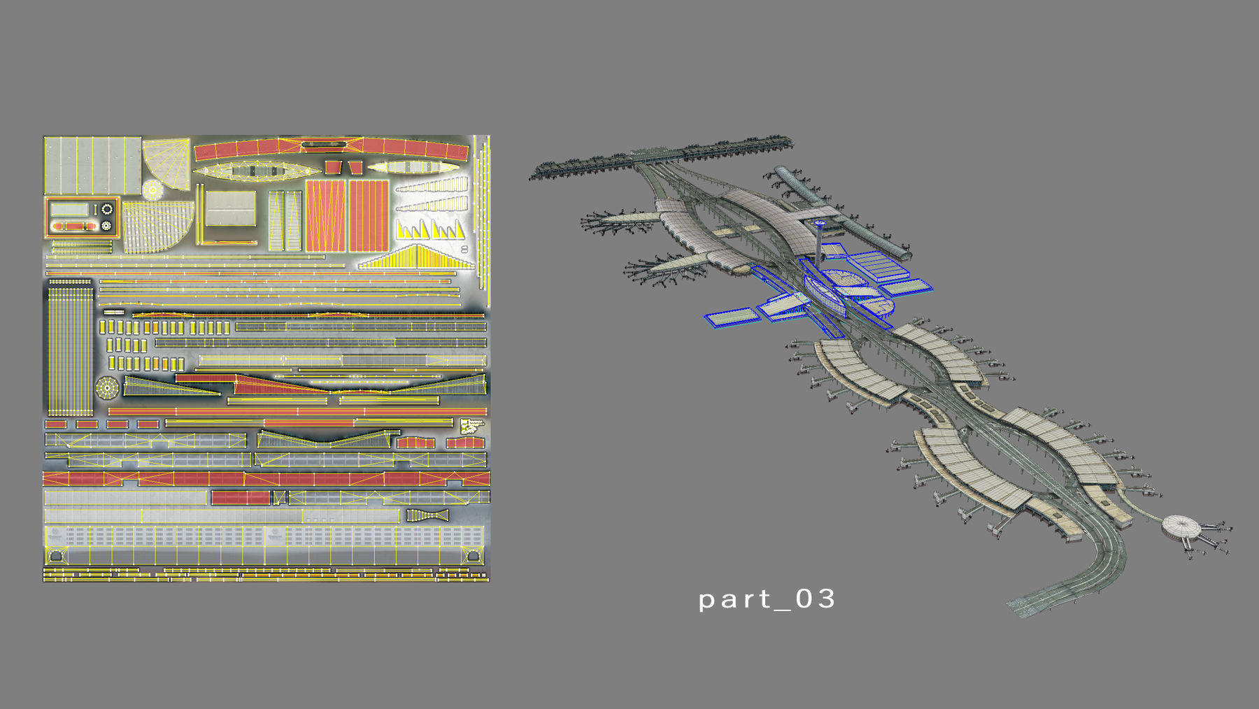 Airport Terminal LFPG Terminal2 Charles de Gaulle Airport Low-poly 3D model_32