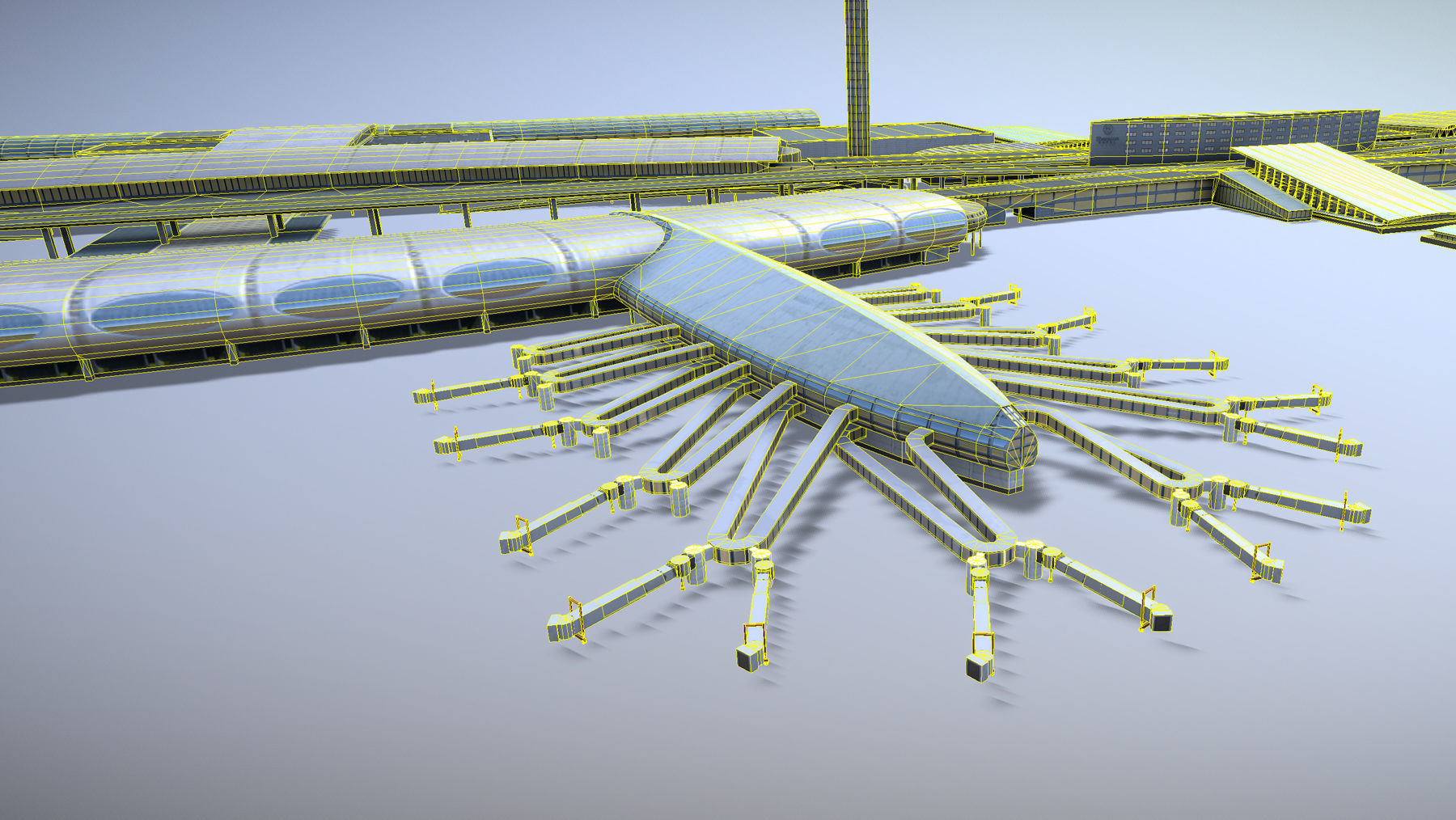 Airport Terminal LFPG Terminal2 Charles de Gaulle Airport Low-poly 3D model_20