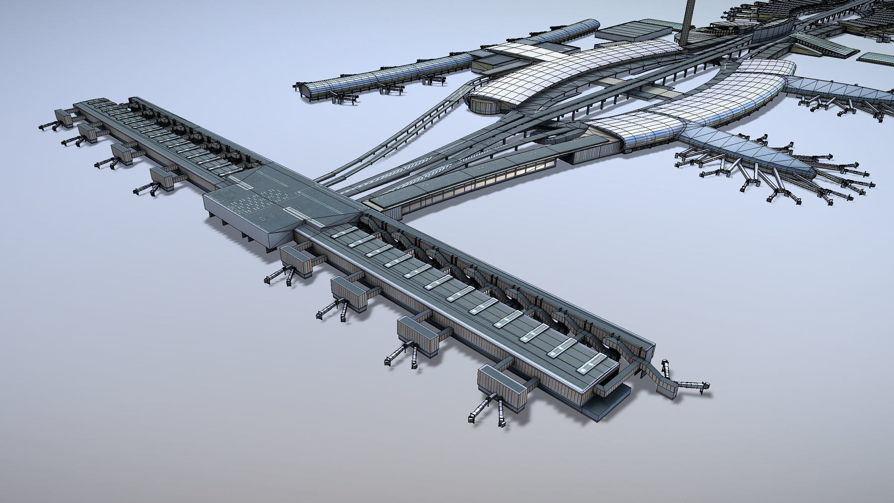 Airport Terminal LFPG Terminal2 Charles de Gaulle Airport Low-poly 3D model_15