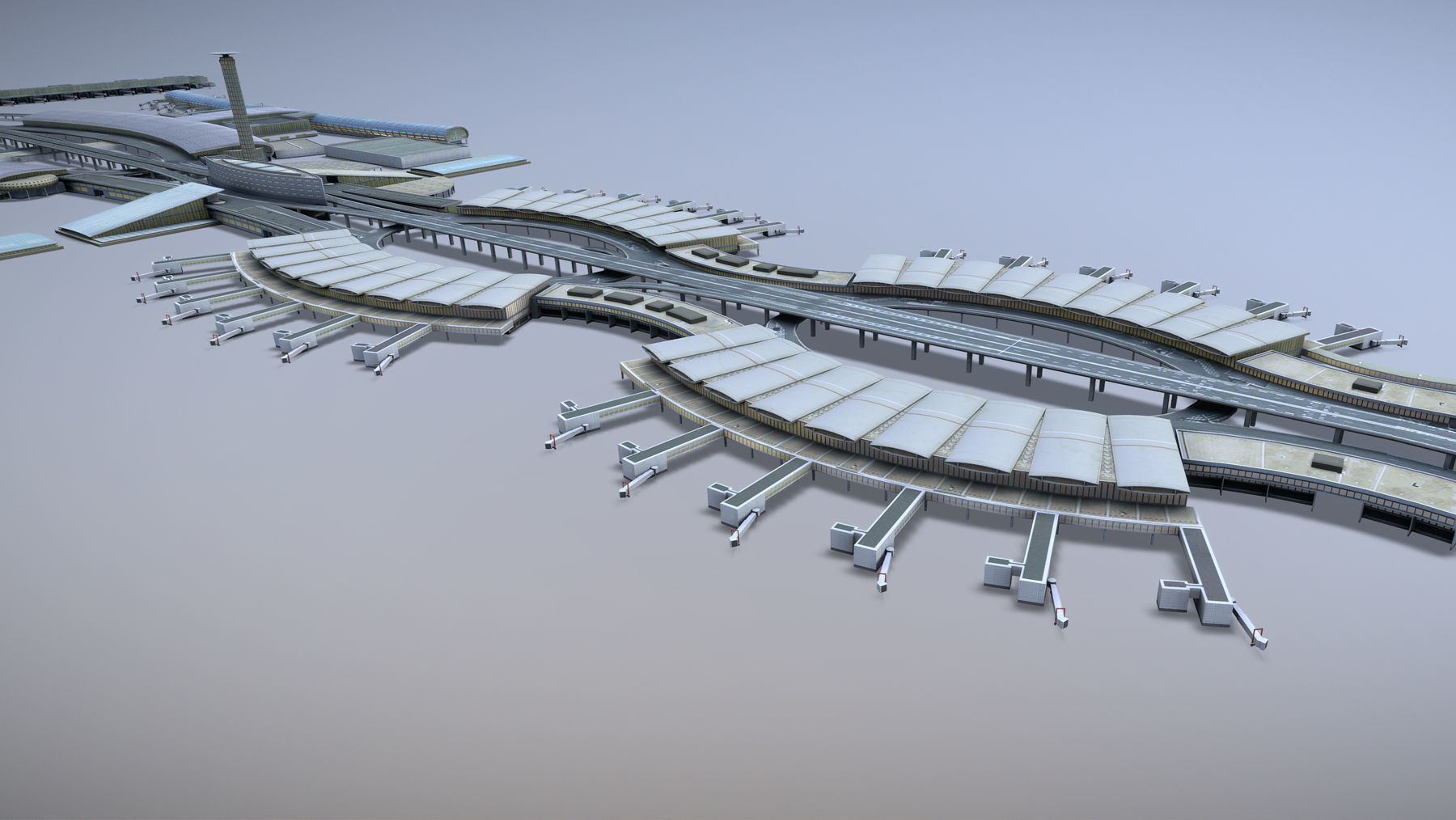 Airport Terminal LFPG Terminal2 Charles de Gaulle Airport Low-poly 3D model_4