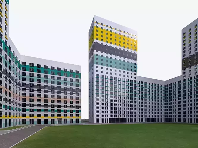 Residential Complex Buildings Low-poly 3D model