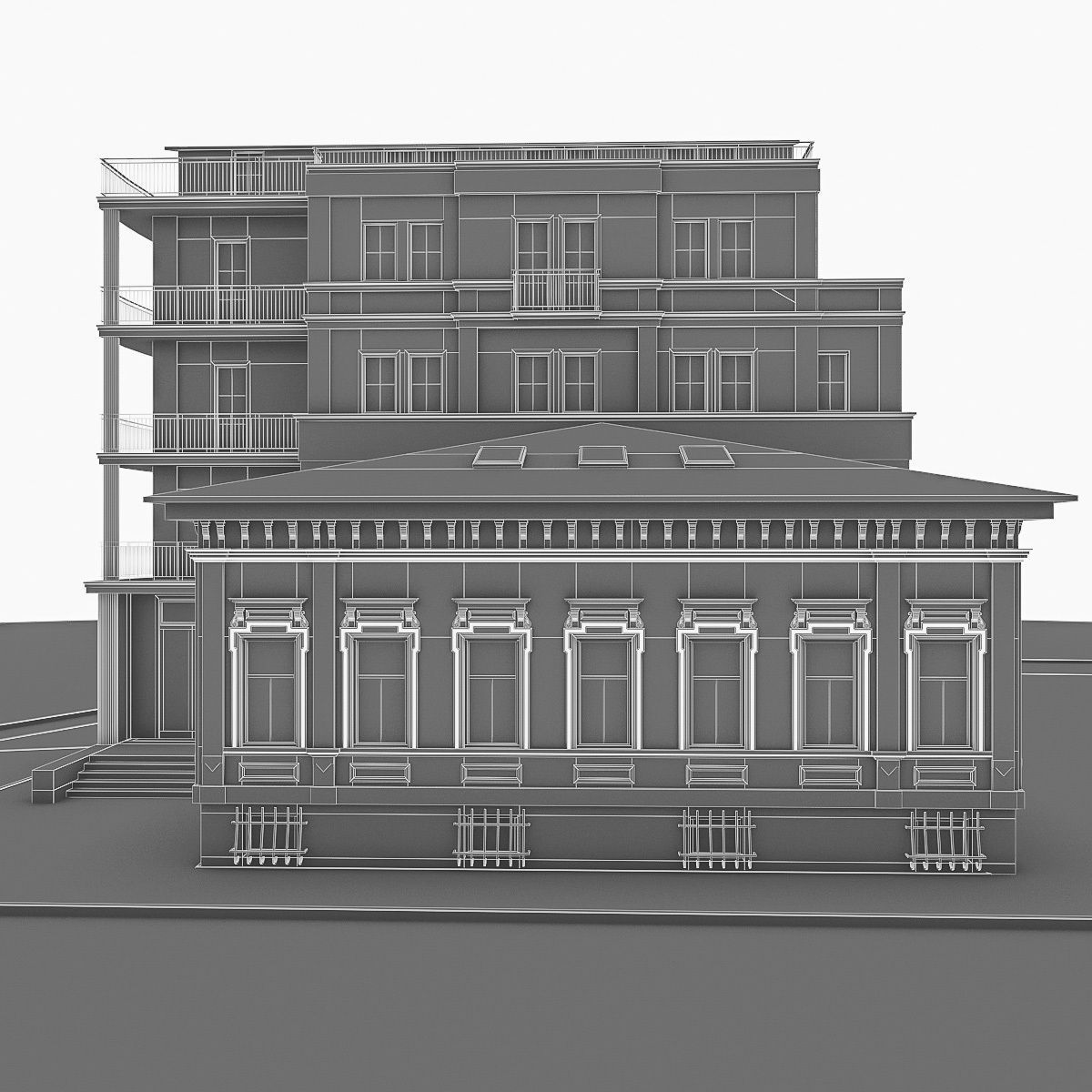 Residential Building 02  Low-poly 3D model_5