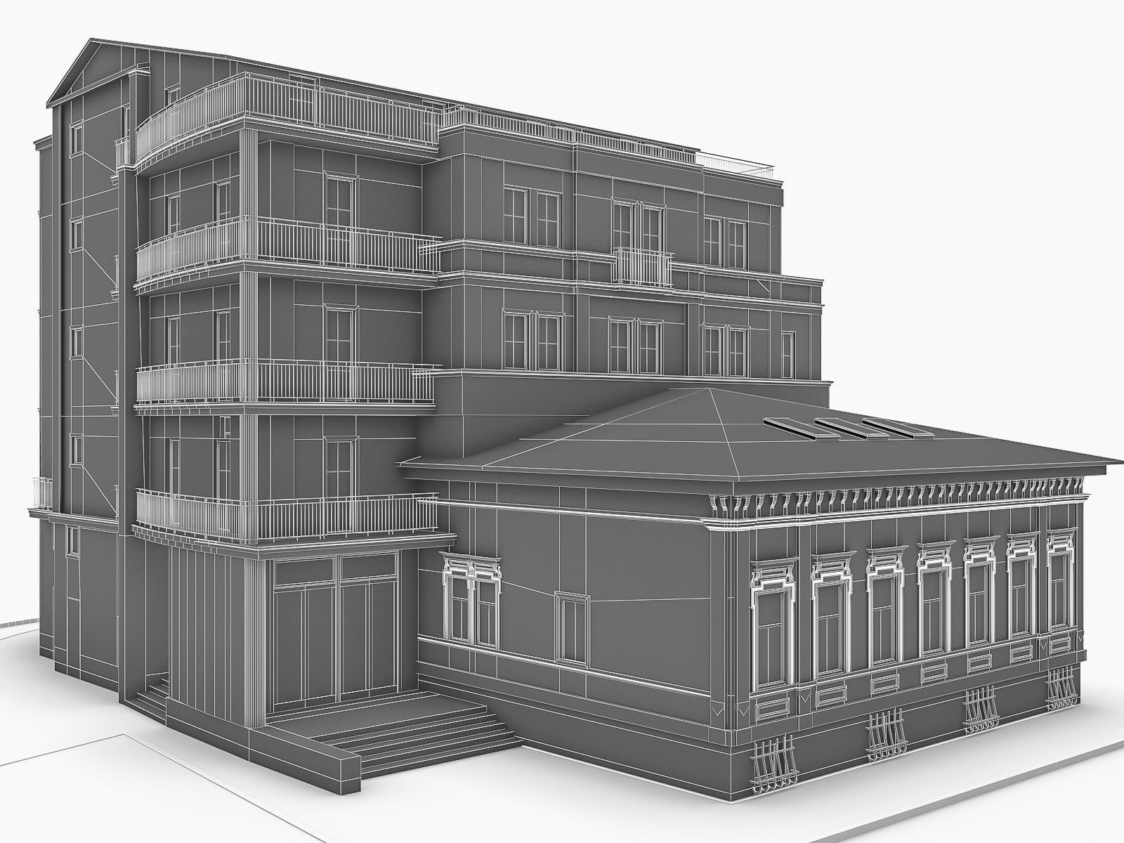Residential Building 02  Low-poly 3D model_8