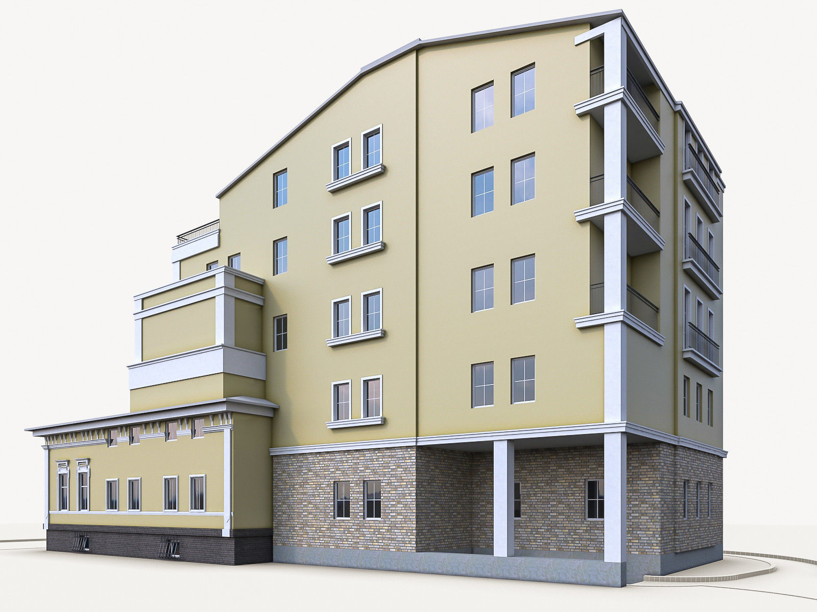 Residential Building 02  Low-poly 3D model_2