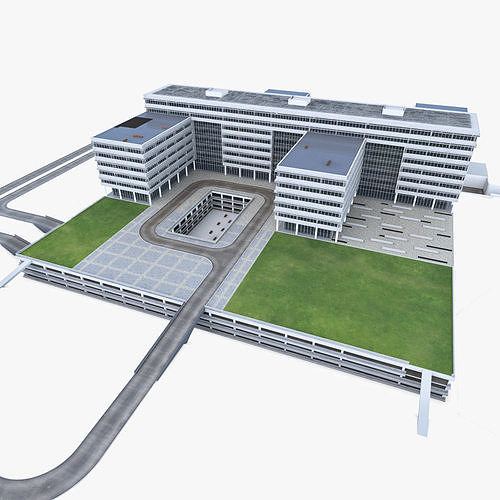 Research Center Building  Low-poly 3D model 6