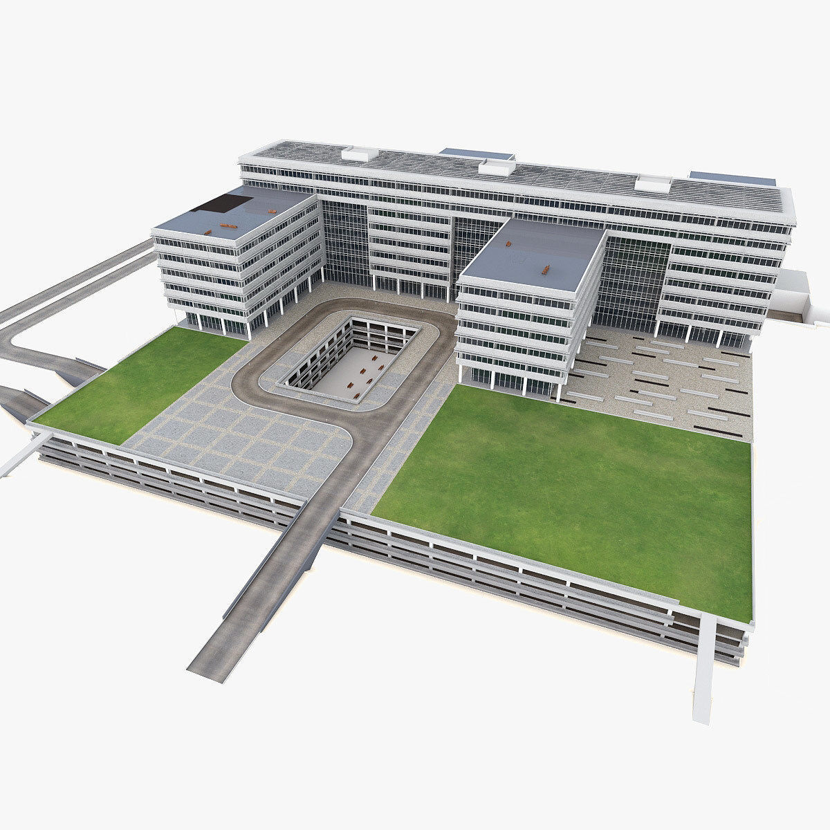 Research Center Building  Low-poly 3D model_1