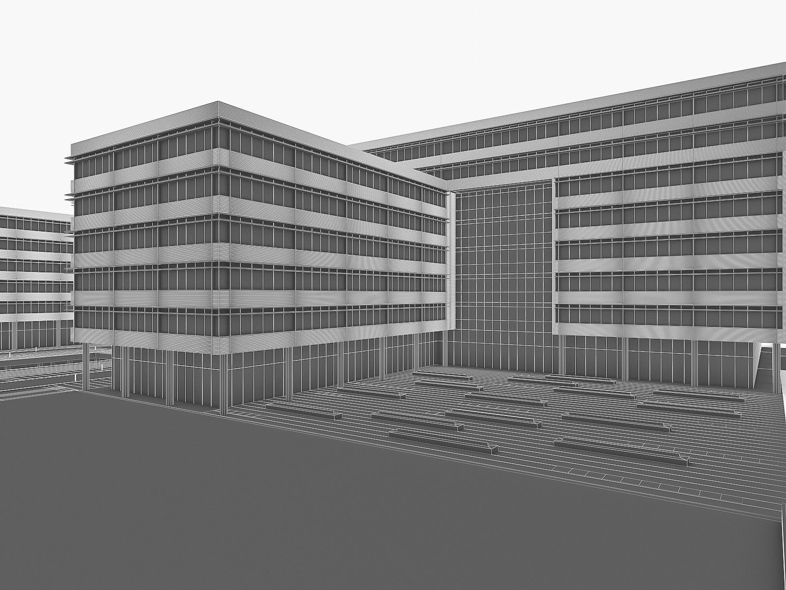 Research Center Building  Low-poly 3D model_9