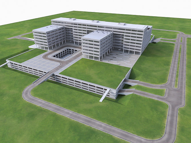 Research Center Building  Low-poly 3D model 5