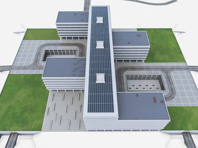 Research Center Building  Low-poly 3D model 7