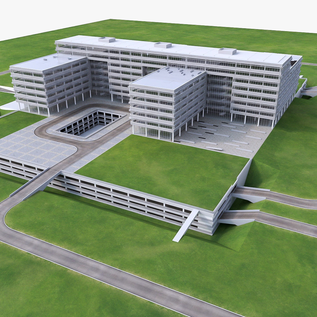 Research Center Building  Low-poly 3D model_8