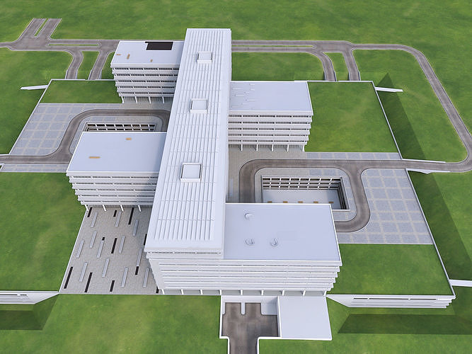 Research Center Building  Low-poly 3D model 3