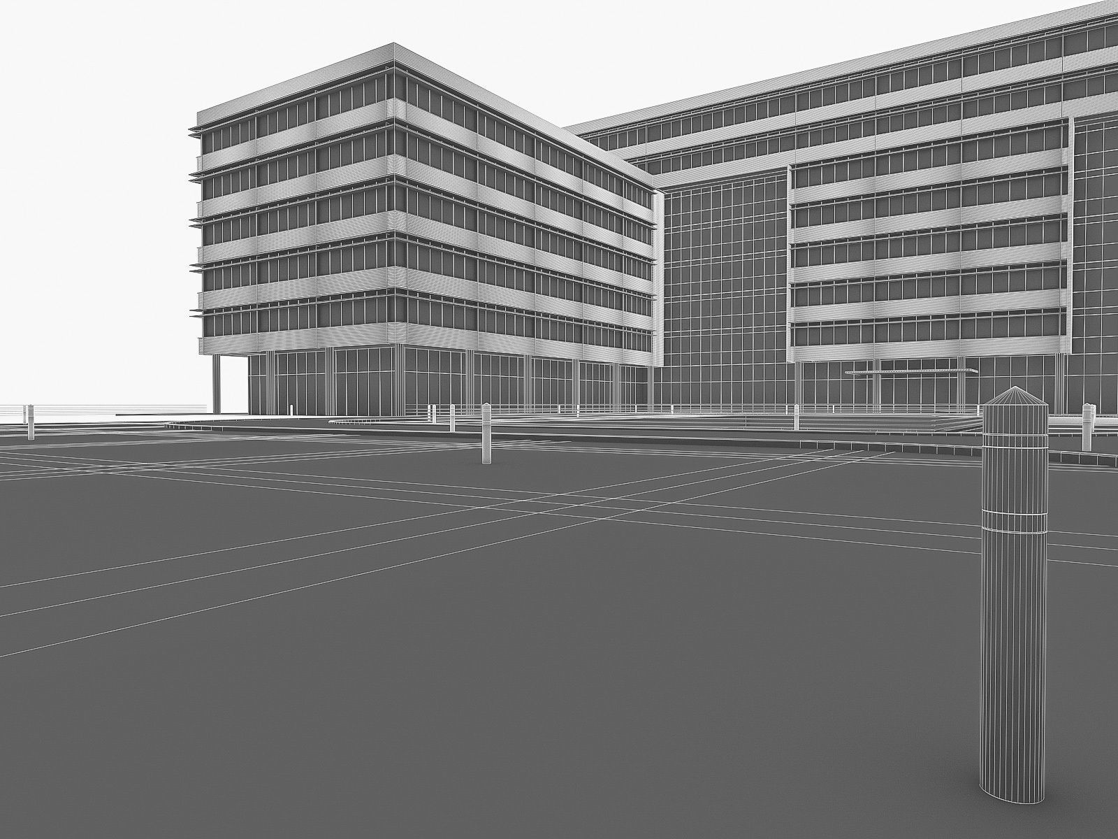 Research Center Building  Low-poly 3D model_16