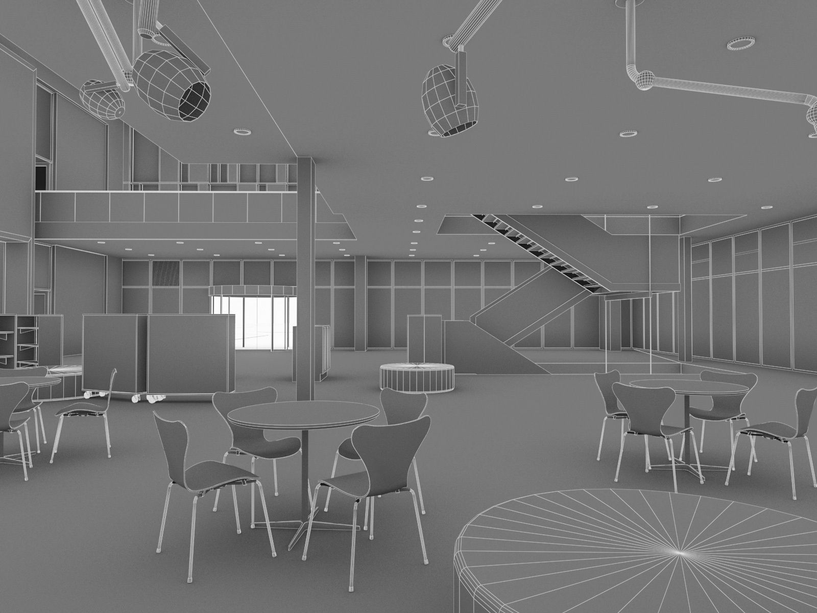 Public Hall Interior 01  Low-poly 3D model_16