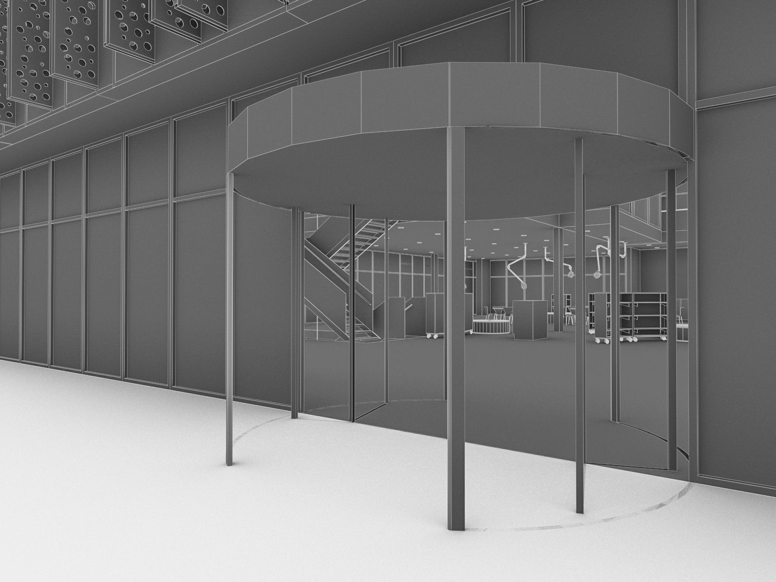 Public Hall Interior 01  Low-poly 3D model_14