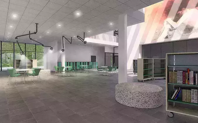 Public Hall Interior 01  Low-poly 3D model