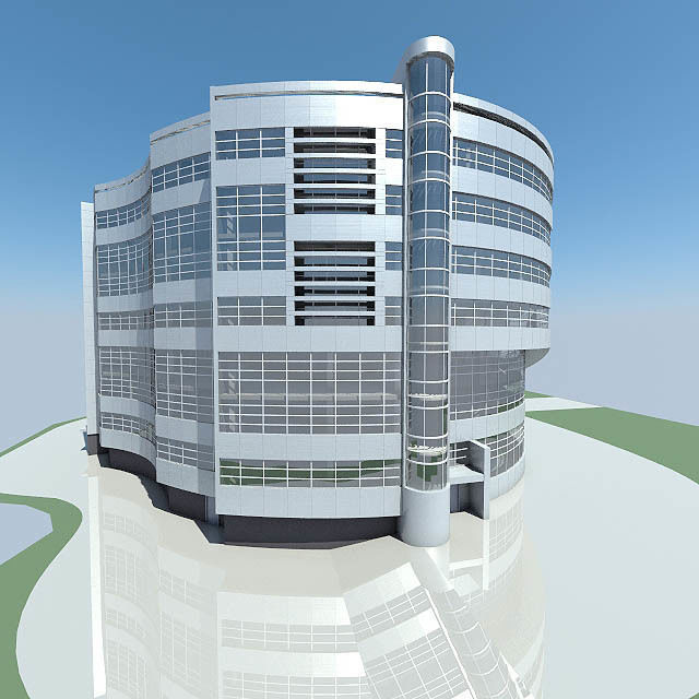 Office Building 02  Low-poly 3D model_4