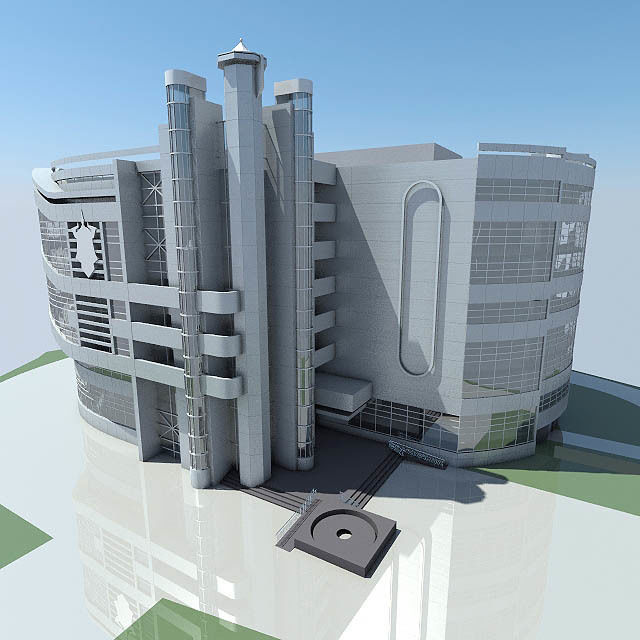 Office Building 02  Low-poly 3D model_5