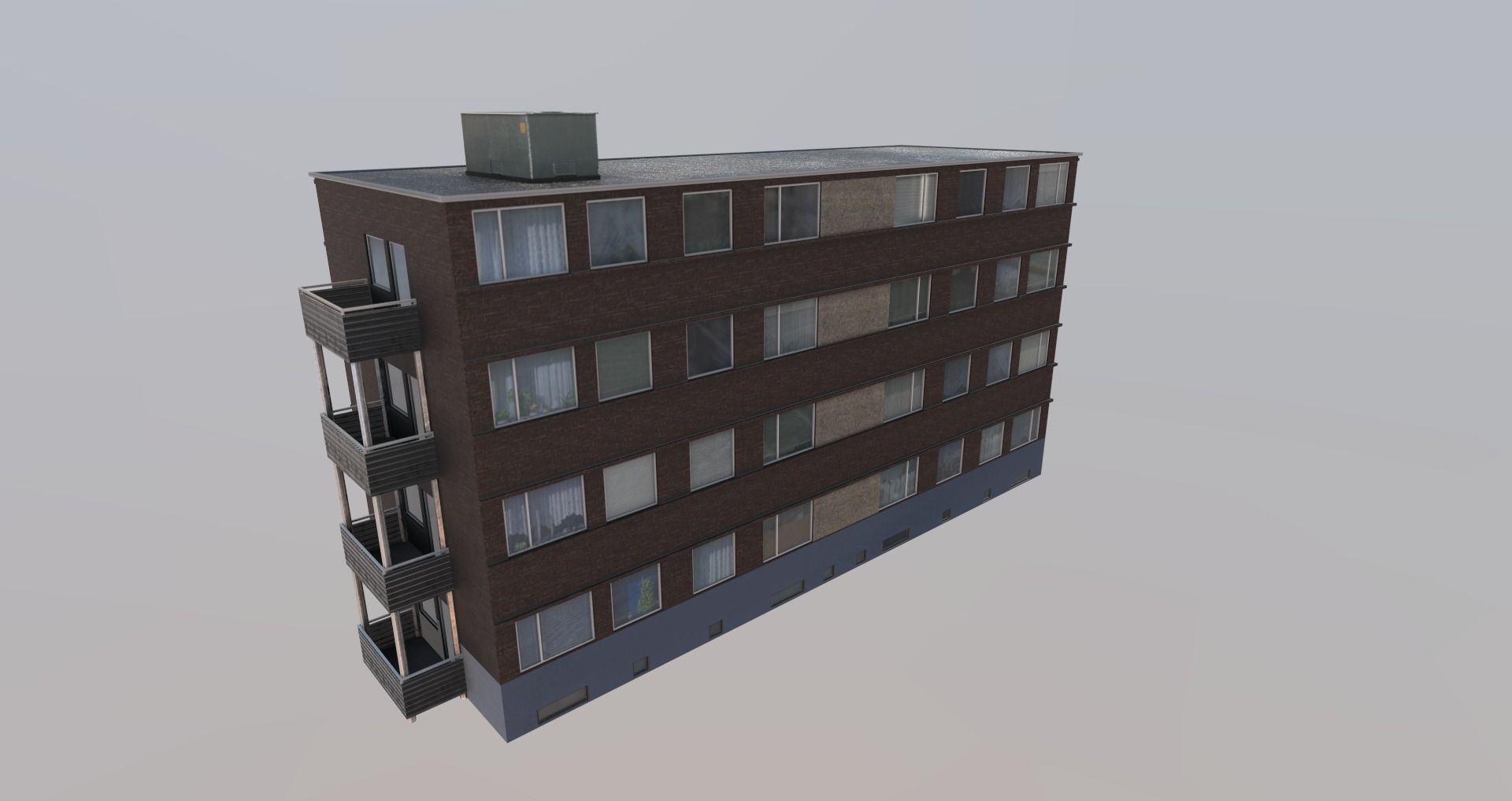 Low-Poly Background Buildings Pack Low-poly 3D model_22