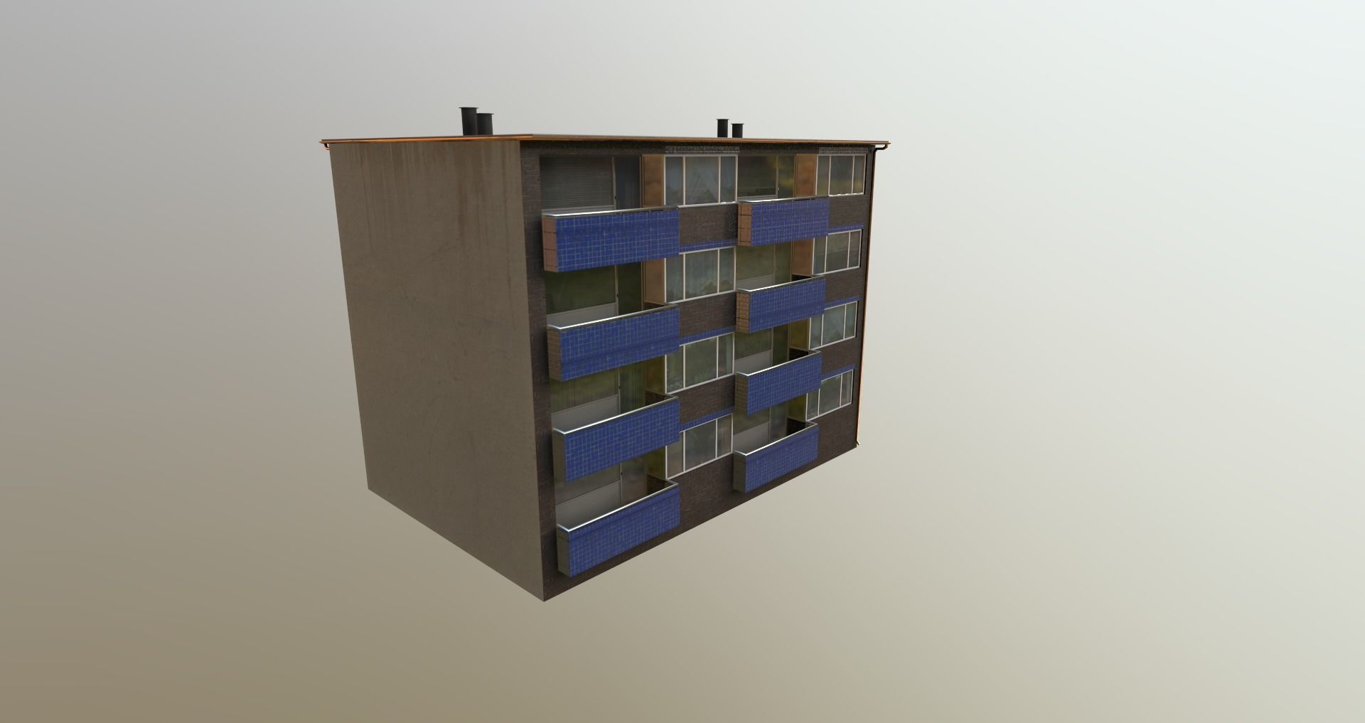 Low-Poly Background Buildings Pack Low-poly 3D model_11