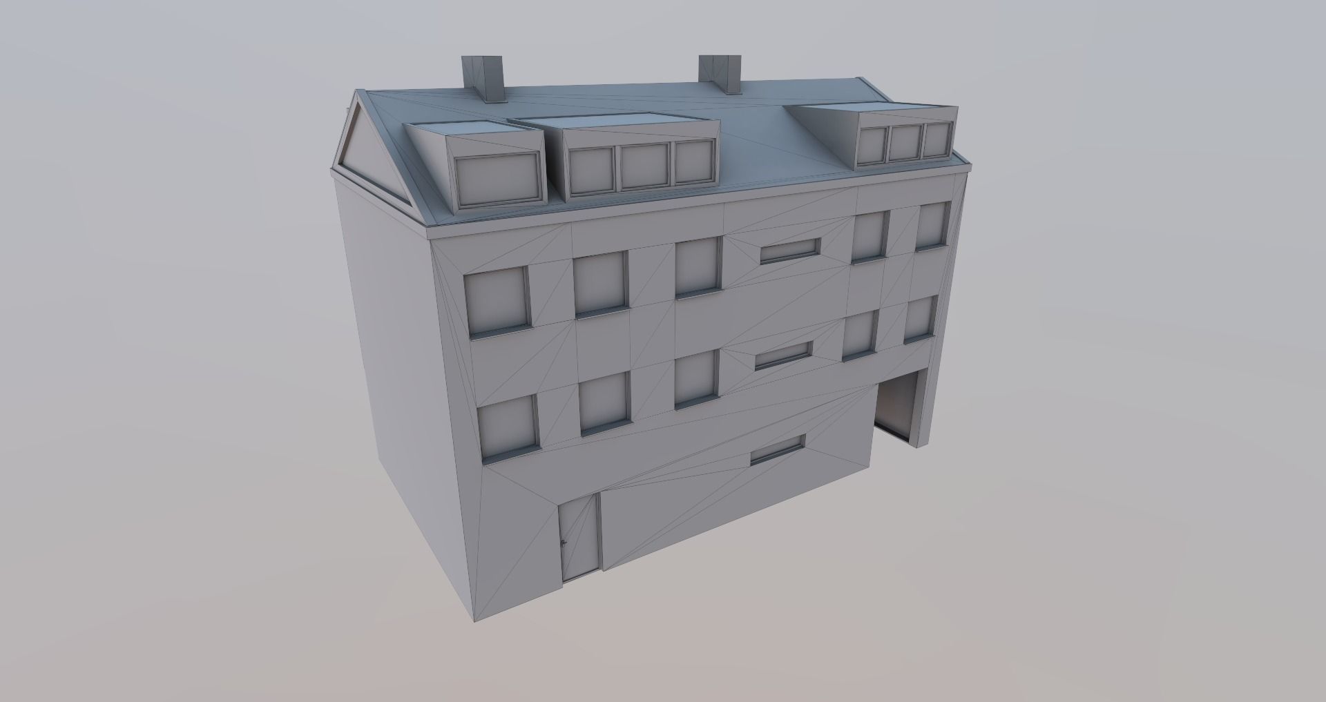 Low-Poly Background Buildings Pack Low-poly 3D model_29