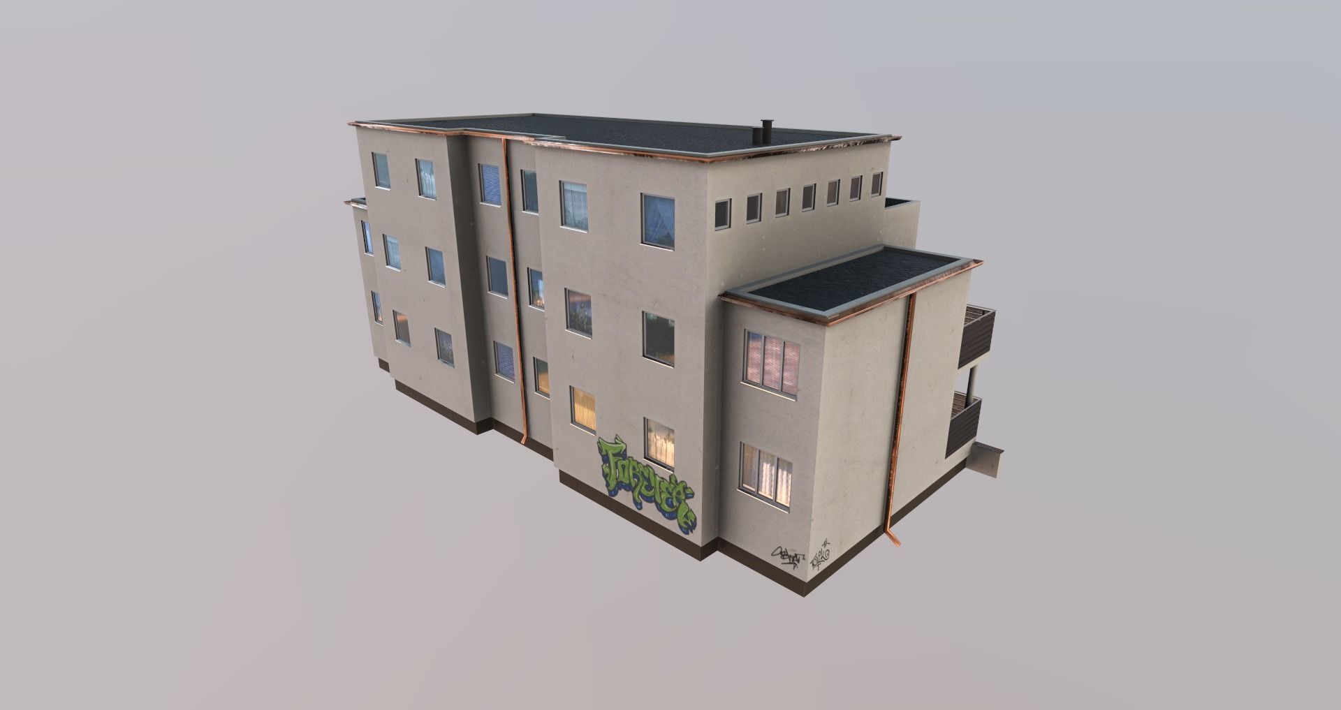 Low-Poly Background Buildings Pack Low-poly 3D model_31