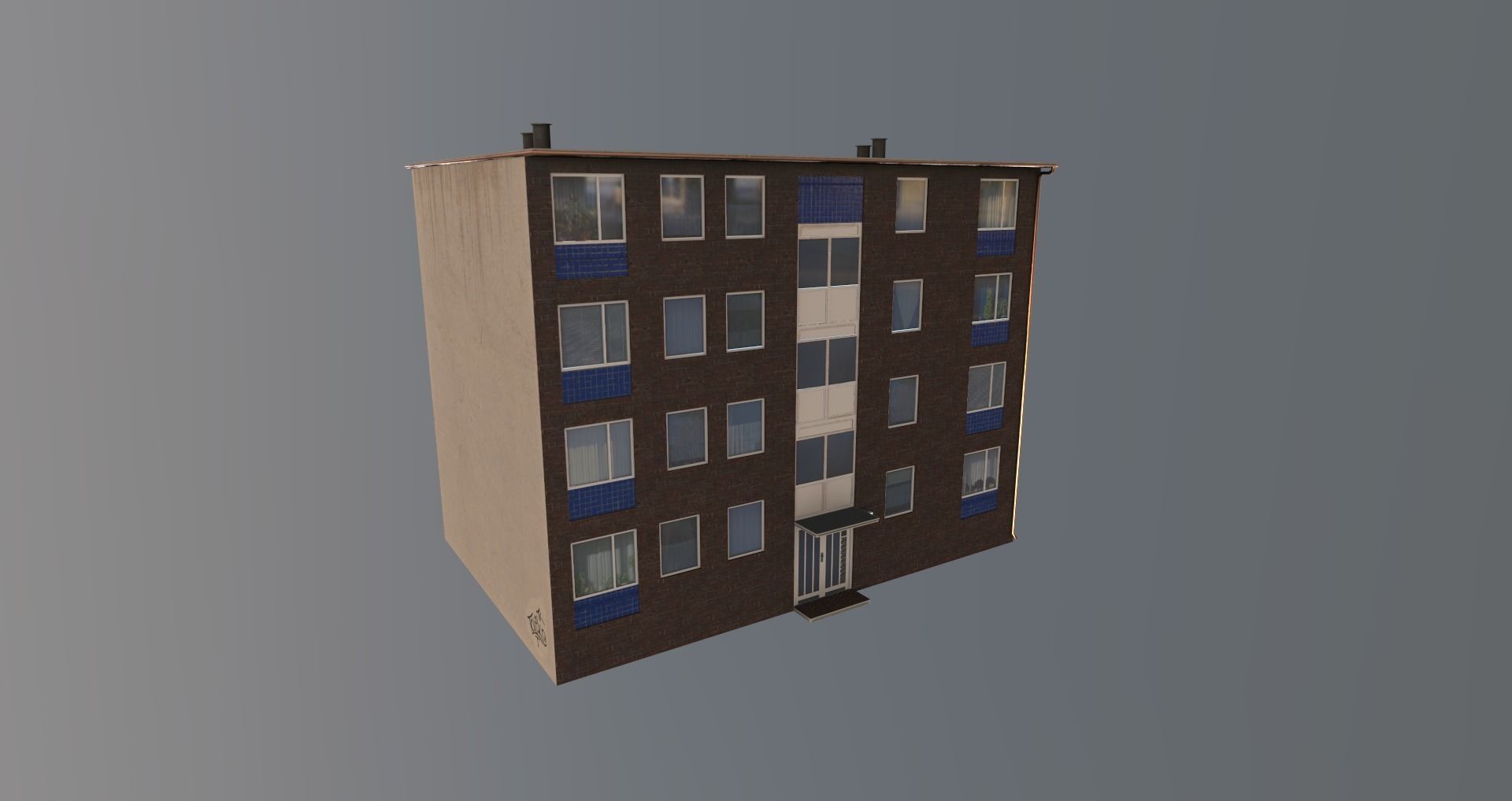 Low-Poly Background Buildings Pack Low-poly 3D model_10