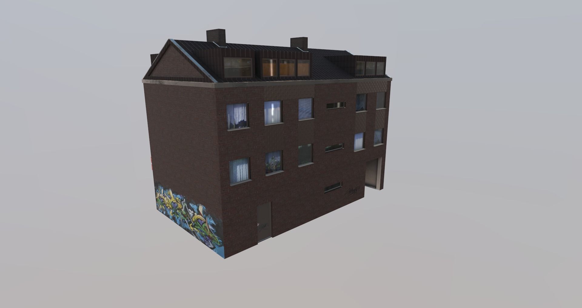 Low-Poly Background Buildings Pack Low-poly 3D model_27