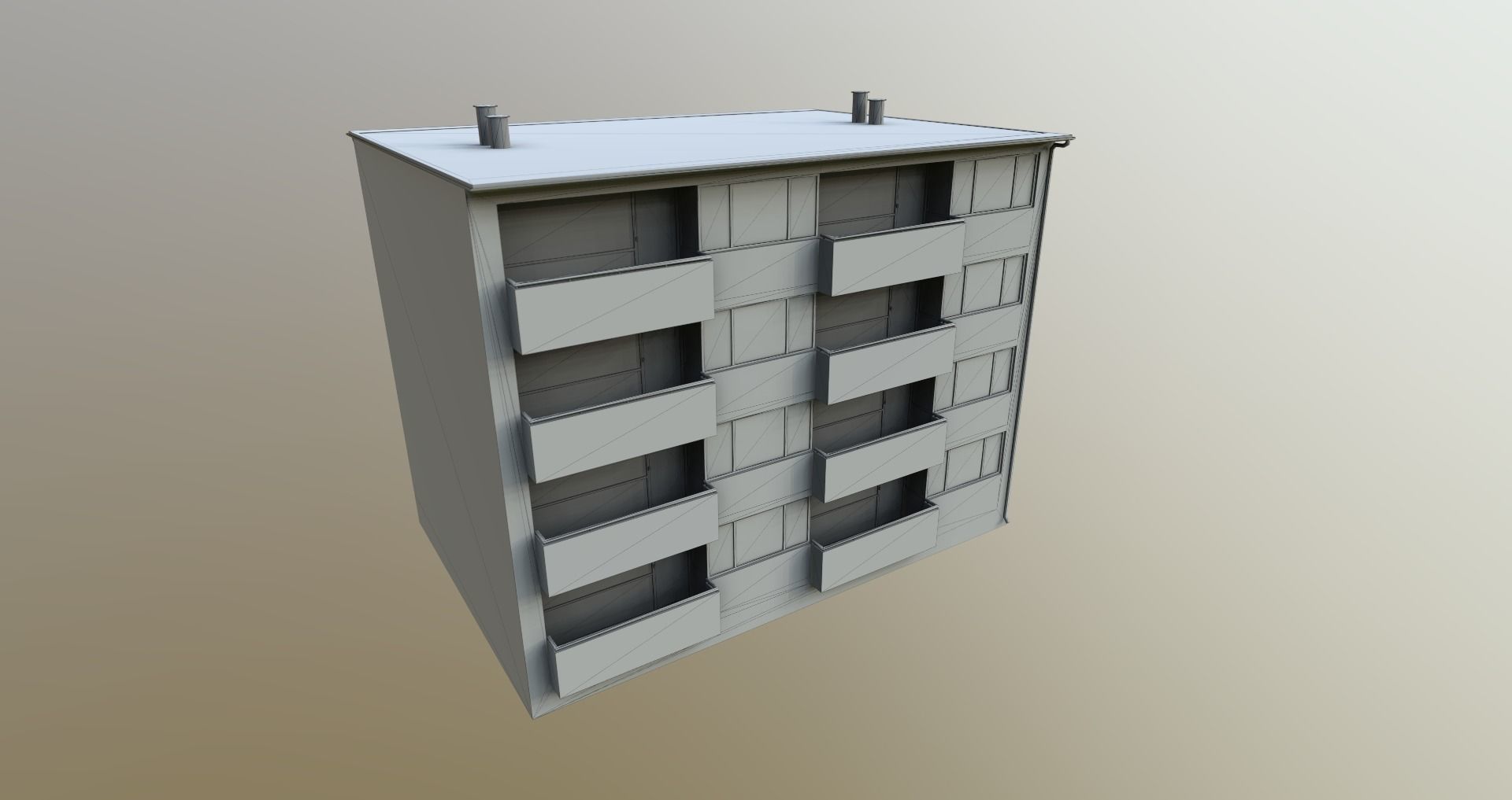 Low-Poly Background Buildings Pack Low-poly 3D model_13