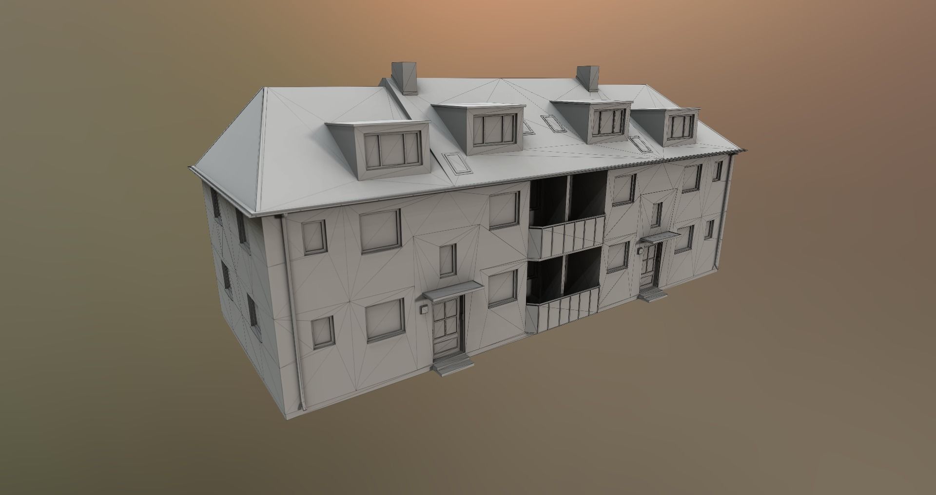 Low-Poly Background Buildings Pack Low-poly 3D model_4
