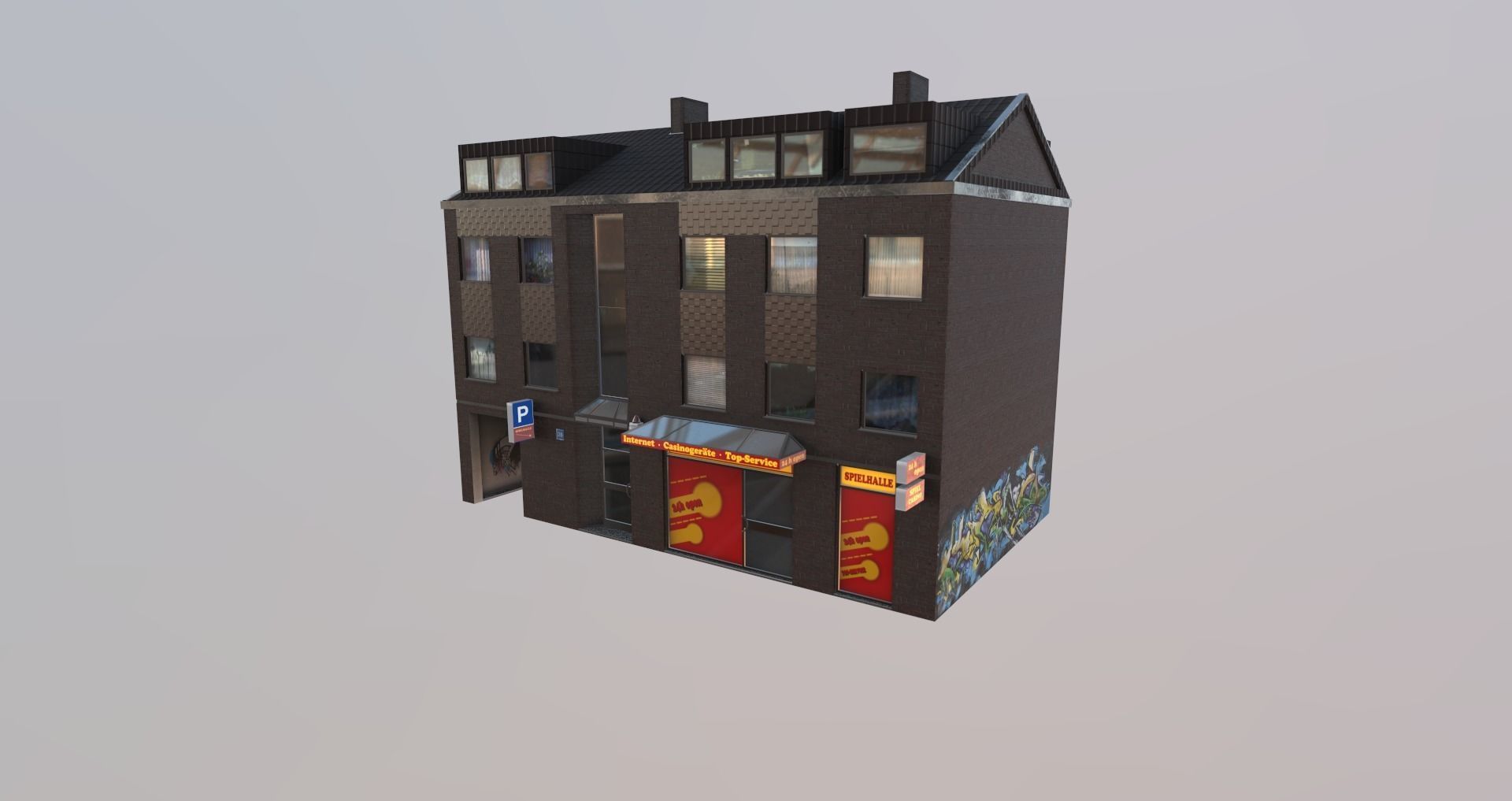 Low-Poly Background Buildings Pack Low-poly 3D model_26