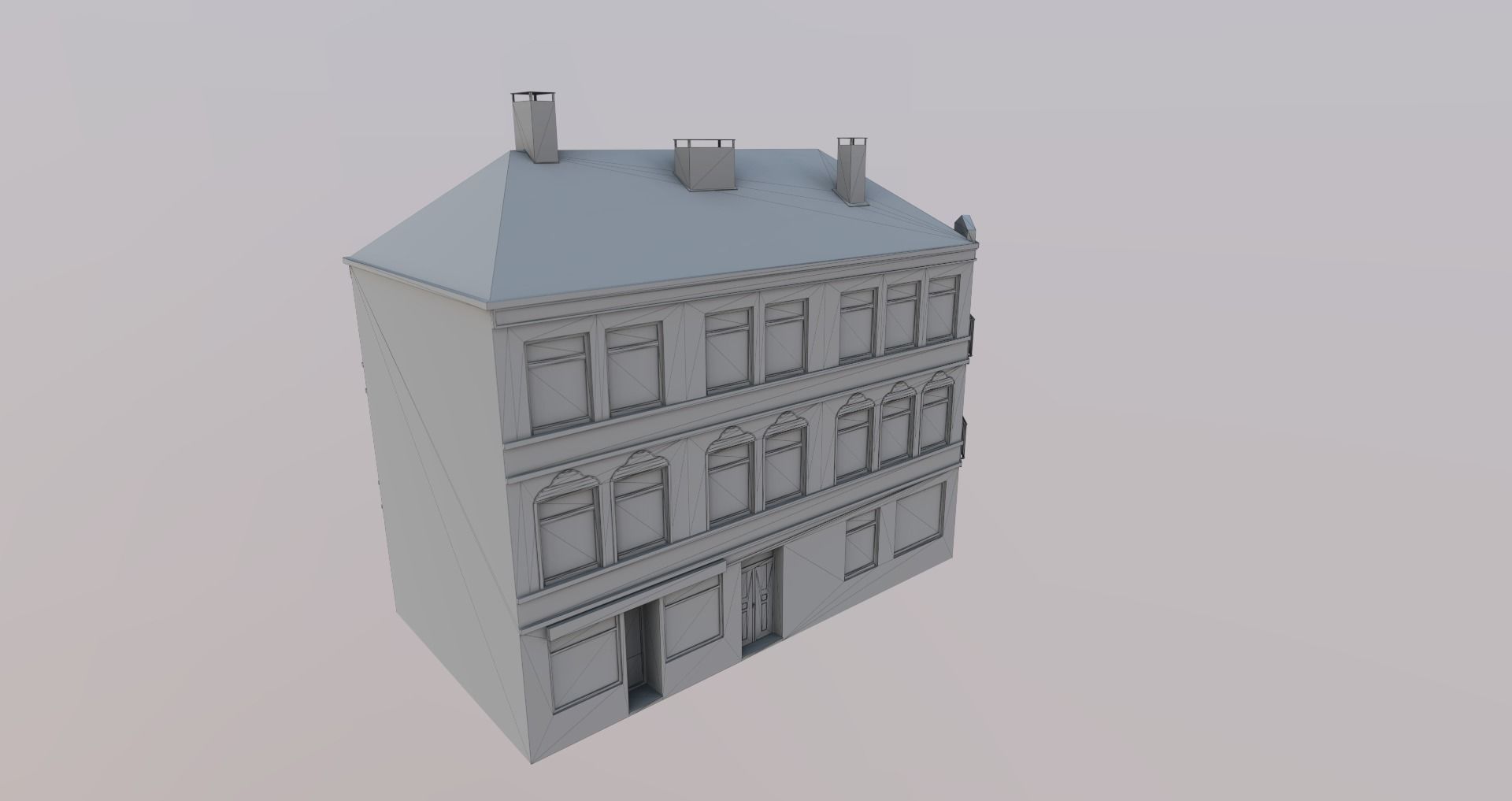 Low-Poly Background Buildings Pack Low-poly 3D model_17
