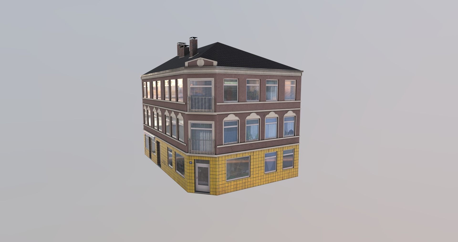 Low-Poly Background Buildings Pack Low-poly 3D model_15