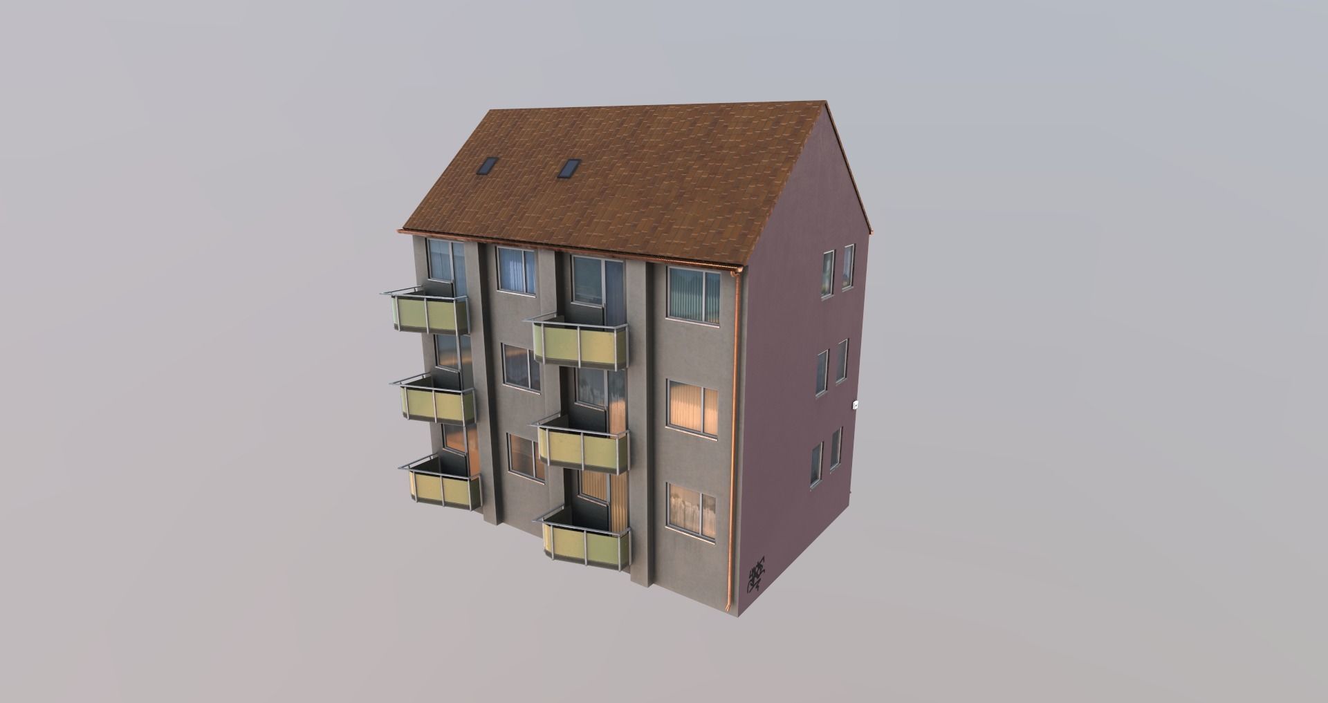 Low-Poly Background Buildings Pack Low-poly 3D model_44