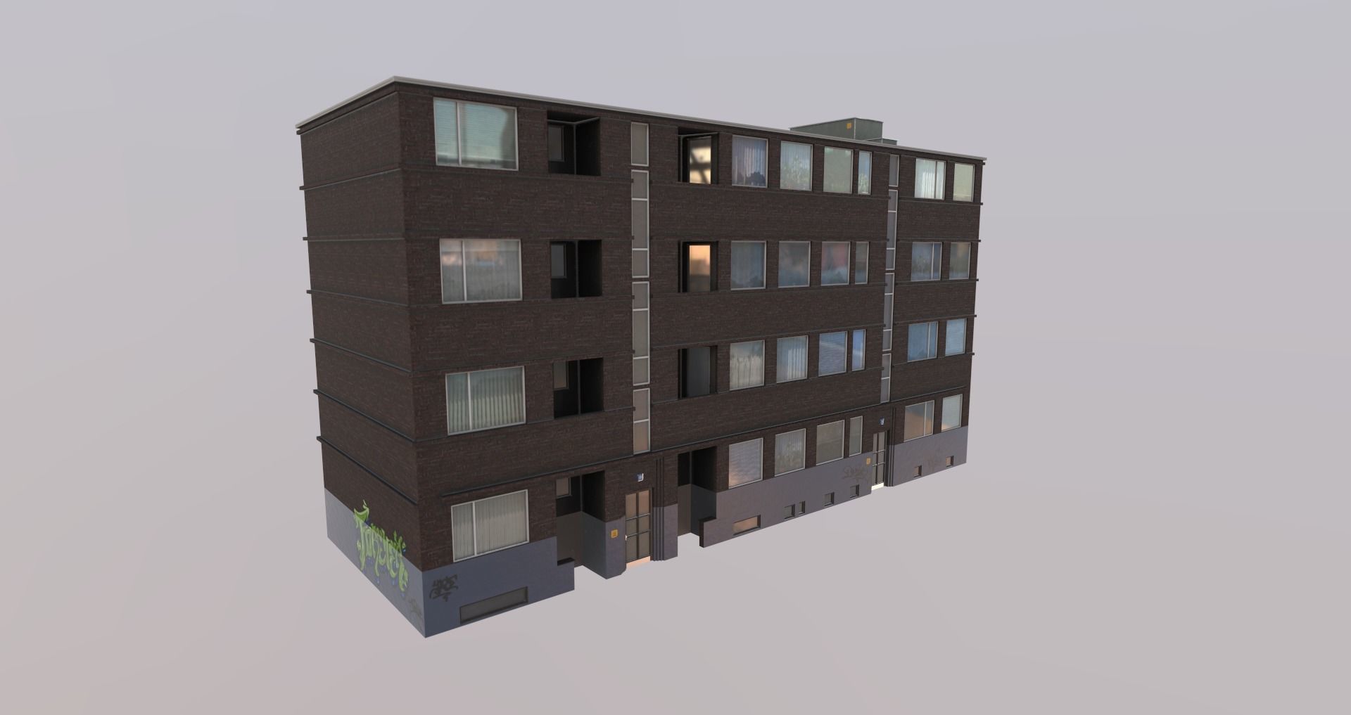 Low-Poly Background Buildings Pack Low-poly 3D model_20