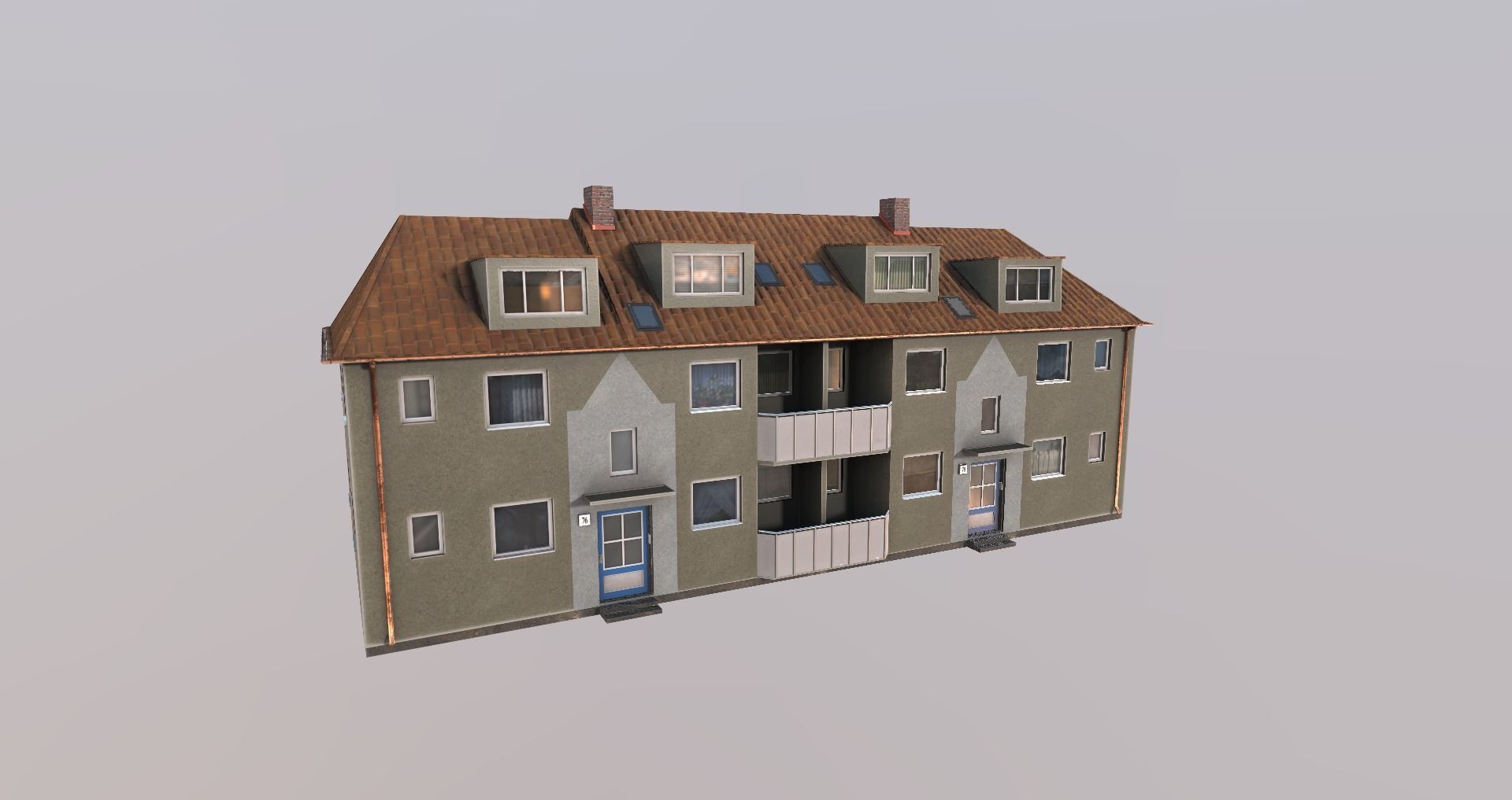 Low-Poly Background Buildings Pack Low-poly 3D model_2