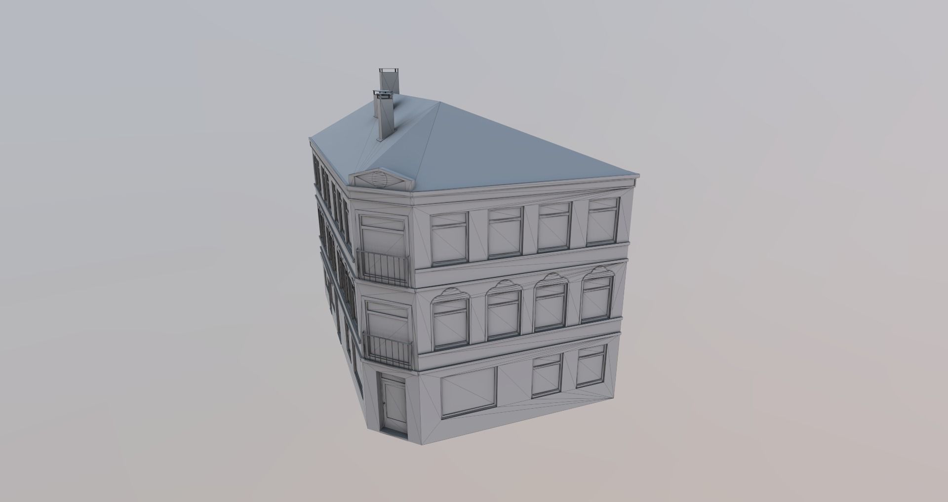 Low-Poly Background Buildings Pack Low-poly 3D model_18