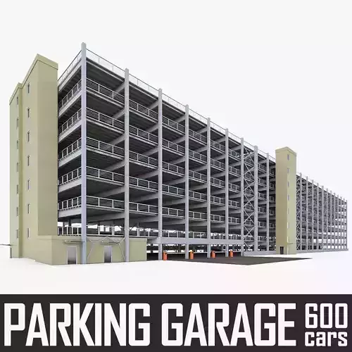 Multistory Parking Garage 01  Low-poly 3D model