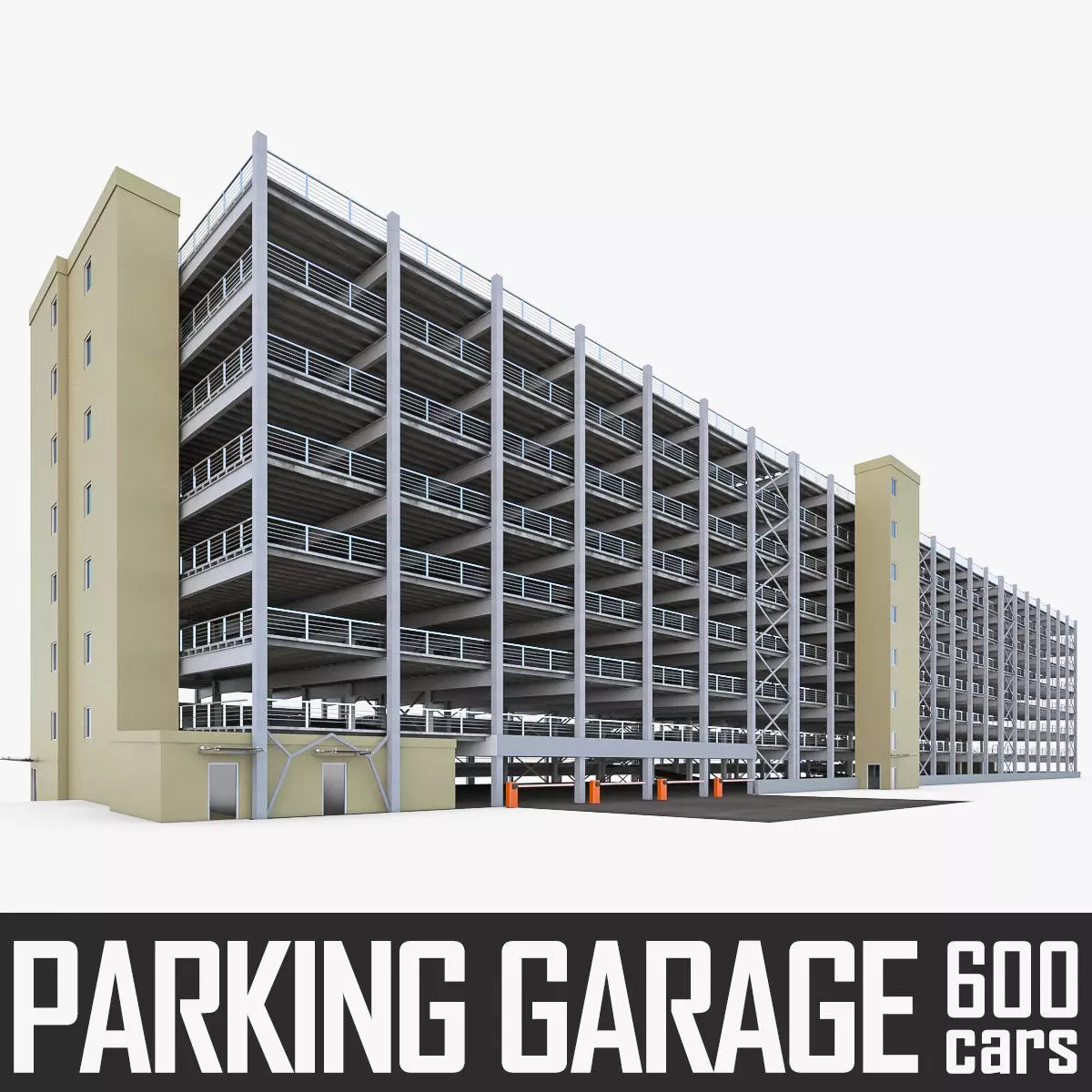 Multistory Parking Garage 01  Low-poly 3D model_0