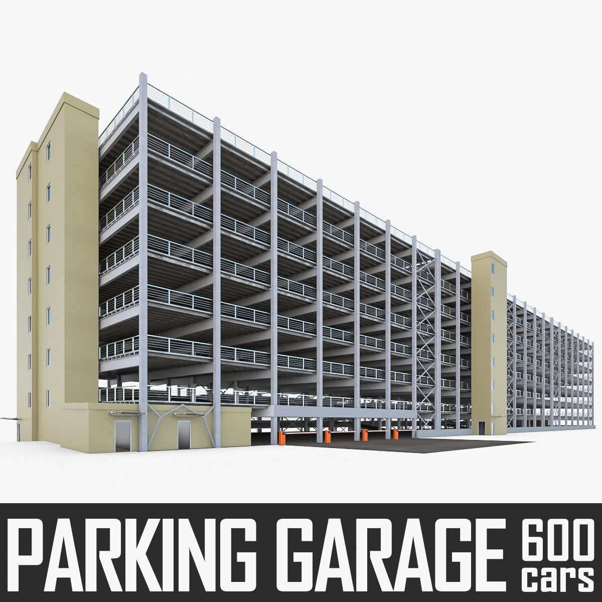 Multistory Parking Garage 01  Low-poly 3D model_1