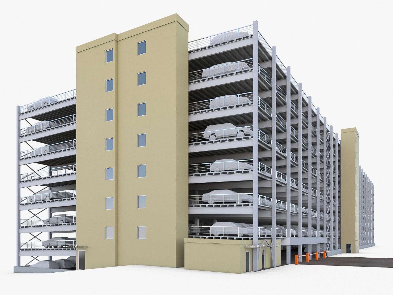 Multistory Parking Garage 01  Low-poly 3D model_13