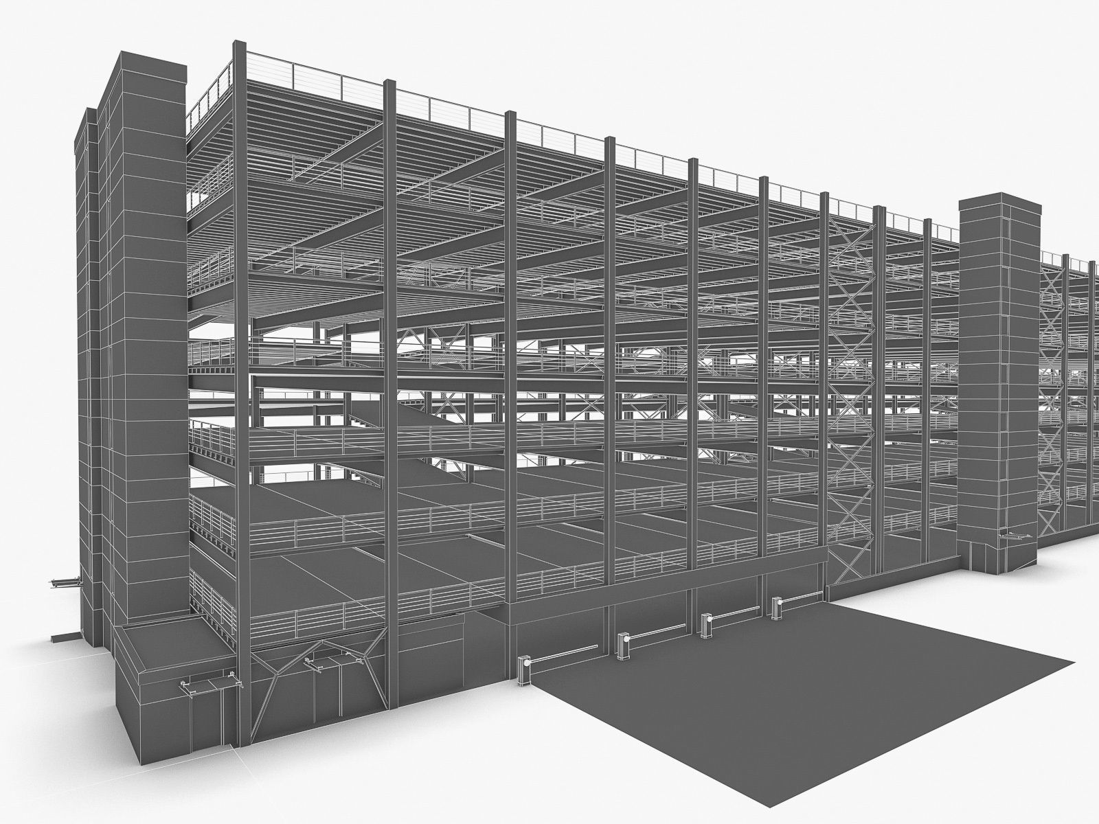 Multistory Parking Garage 01  Low-poly 3D model_2