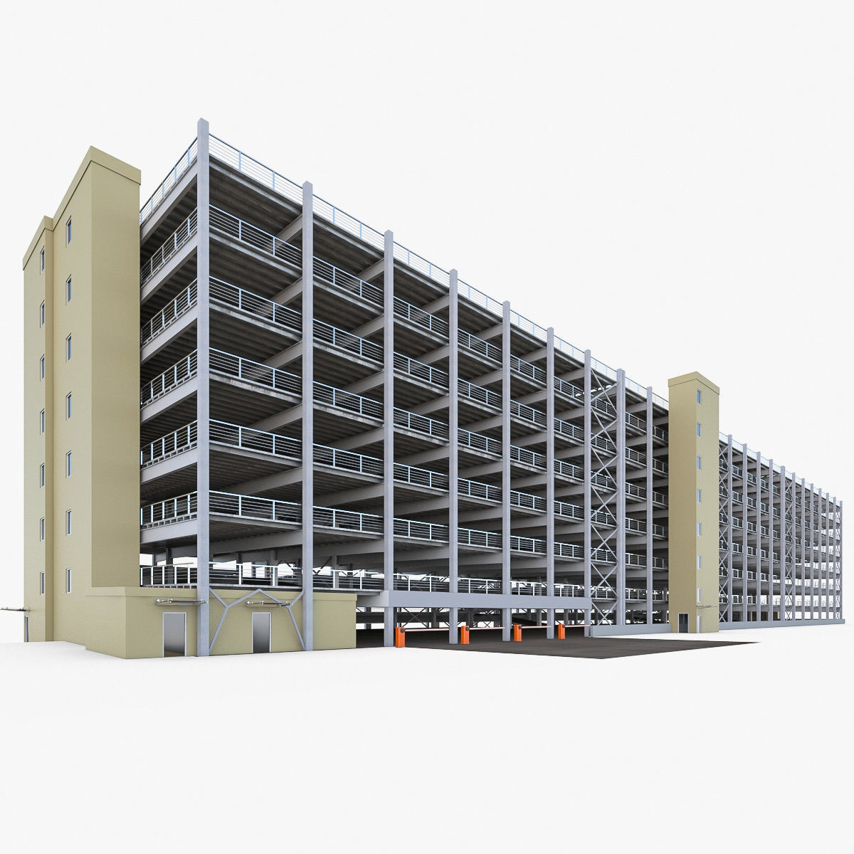 Multistory Parking Garage 01  Low-poly 3D model_10