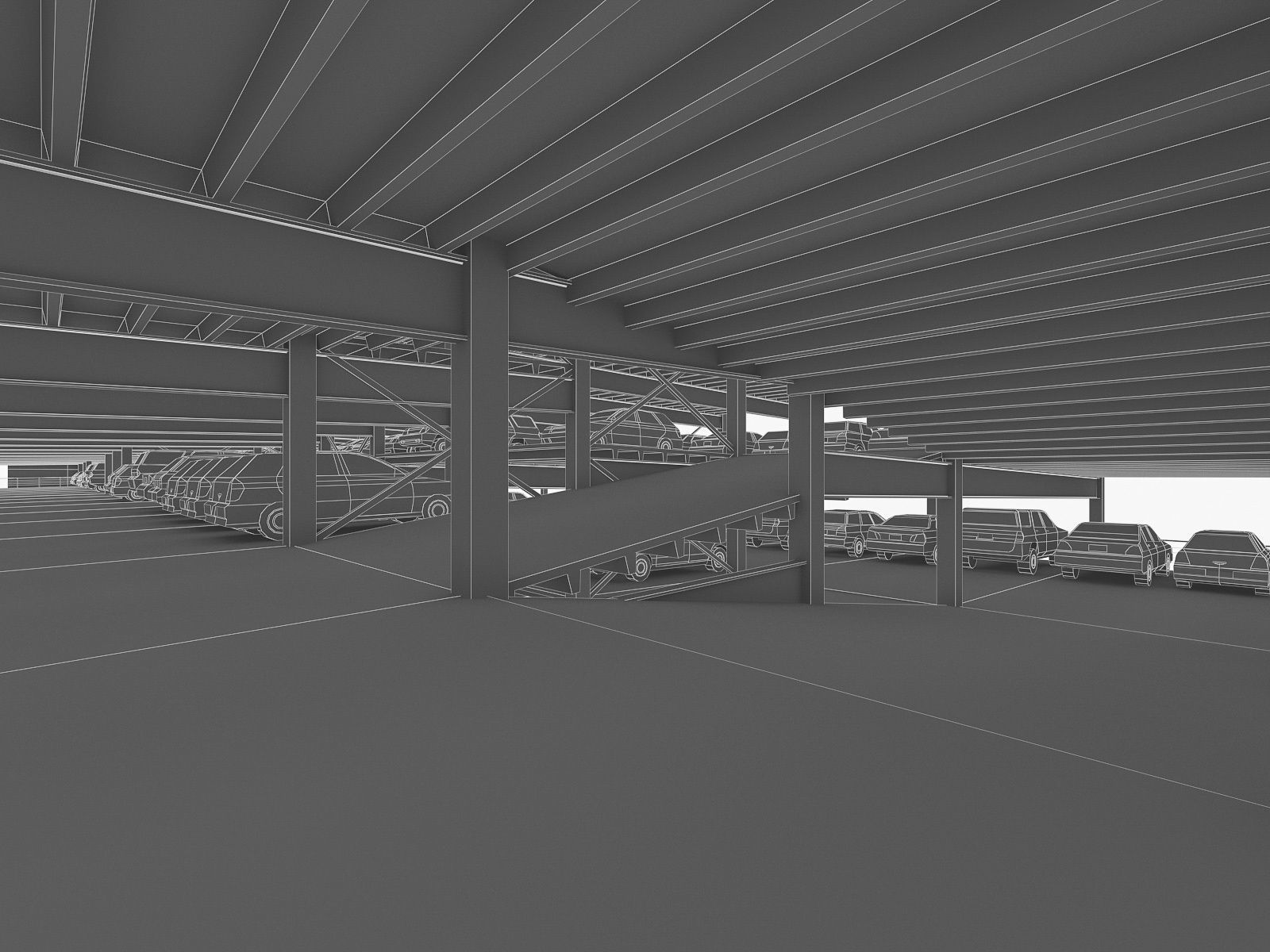 Multistory Parking Garage 01  Low-poly 3D model_5