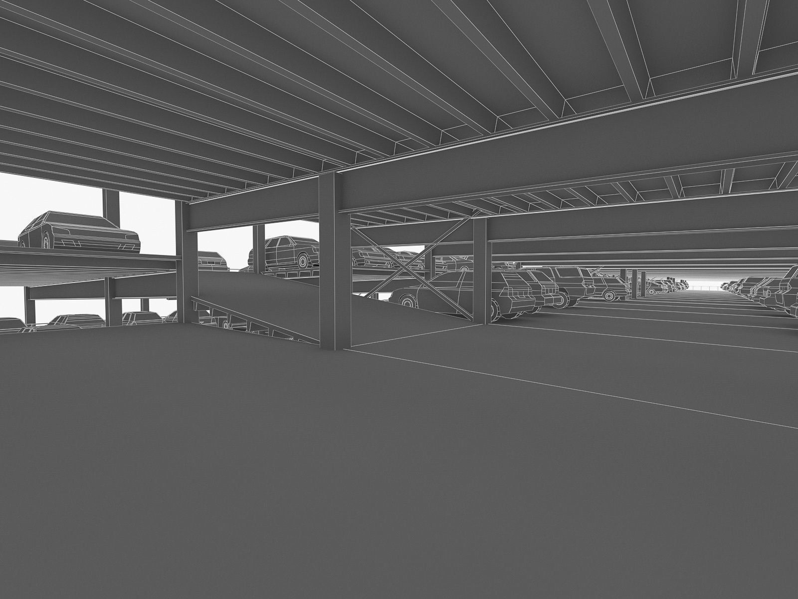Multistory Parking Garage 01  Low-poly 3D model_6
