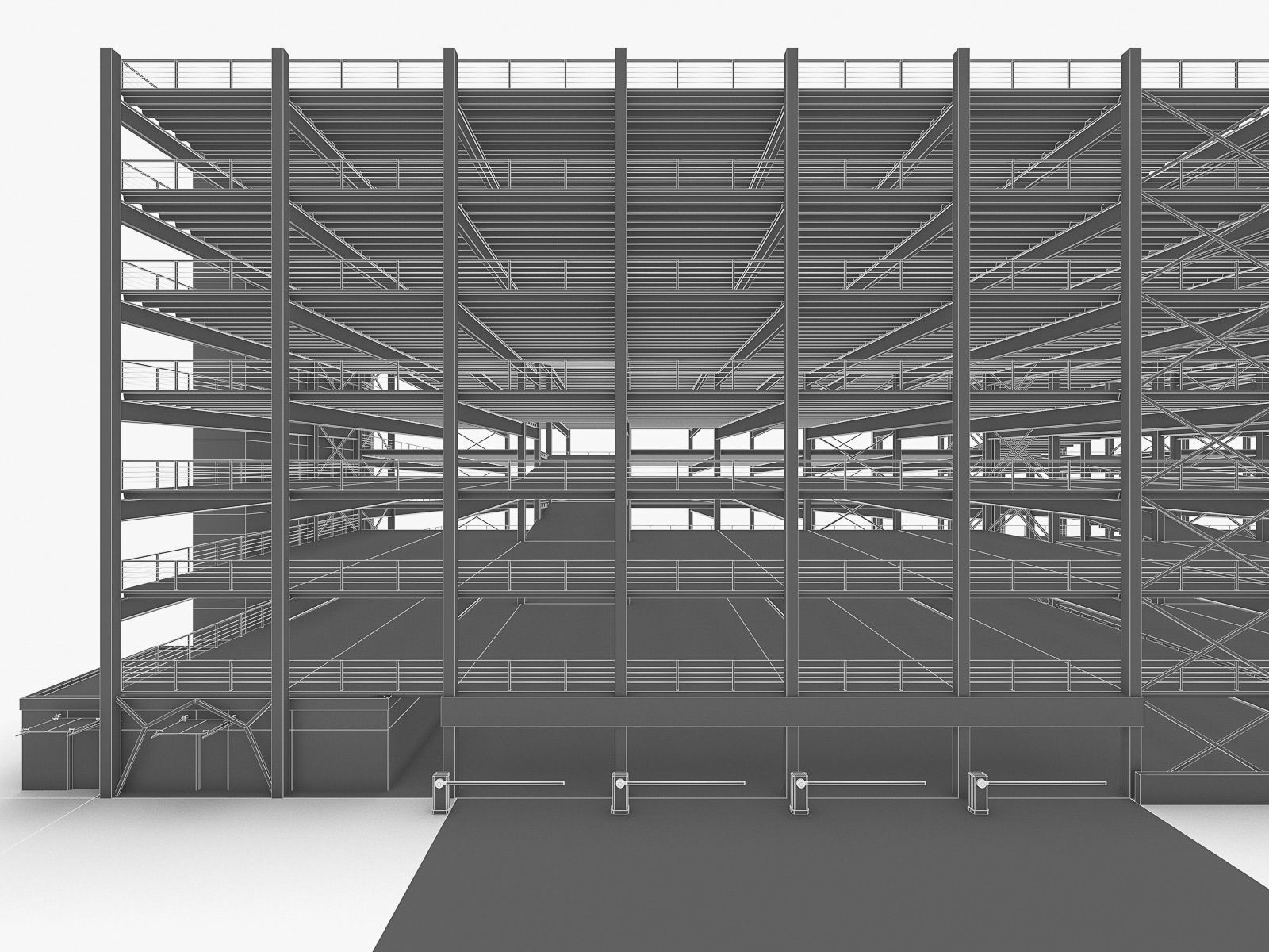 Multistory Parking Garage 01  Low-poly 3D model_7