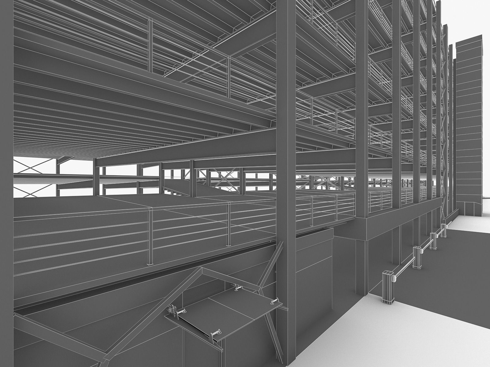 Multistory Parking Garage 01  Low-poly 3D model_9