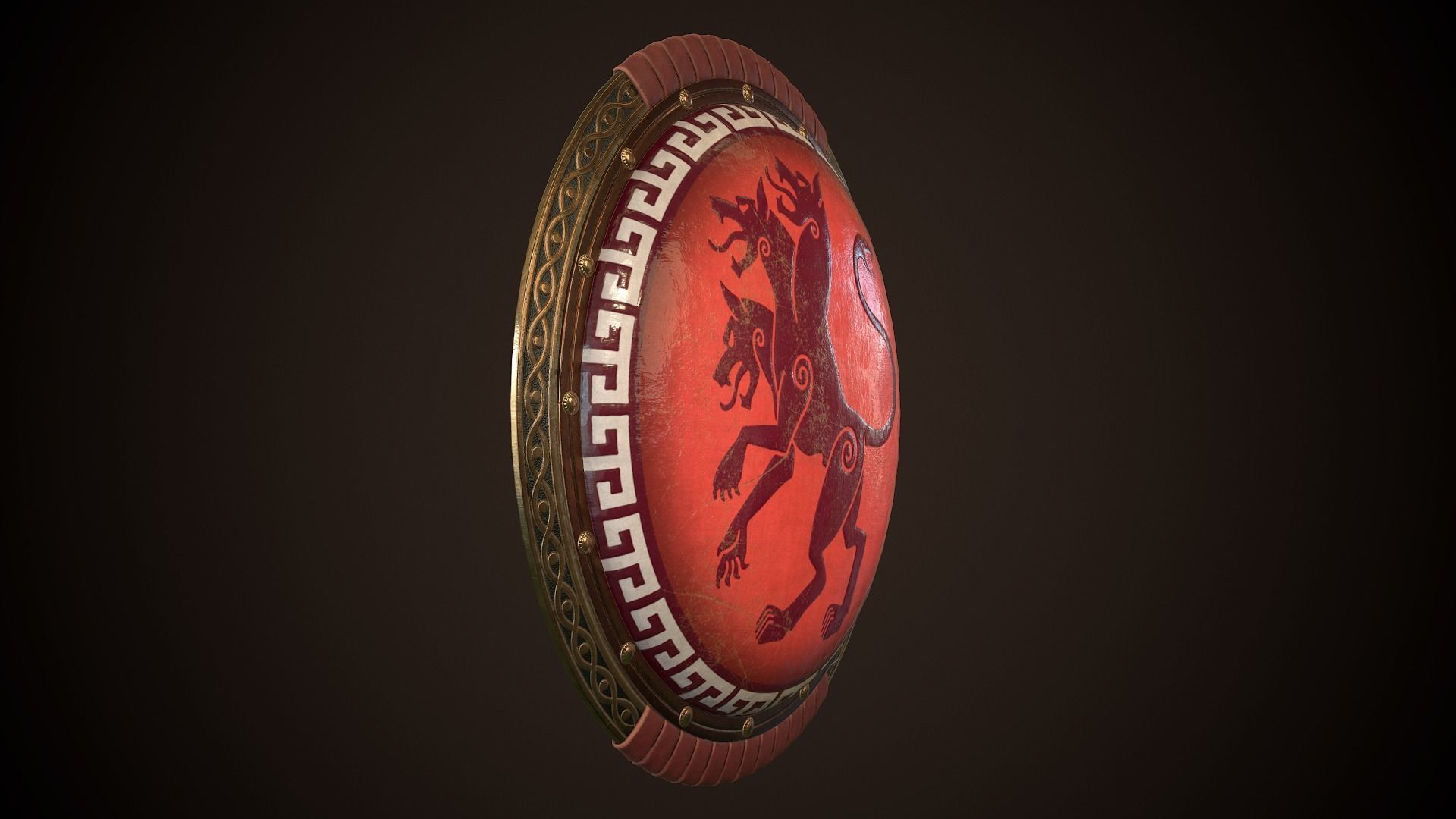 Hoplite Shield Cerberus Low-poly 3D model_21