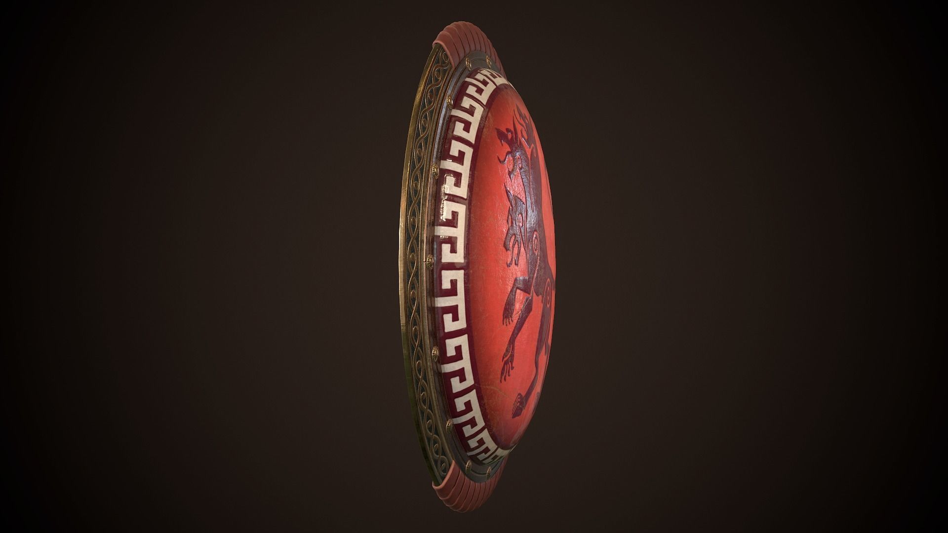Hoplite Shield Cerberus Low-poly 3D model_20