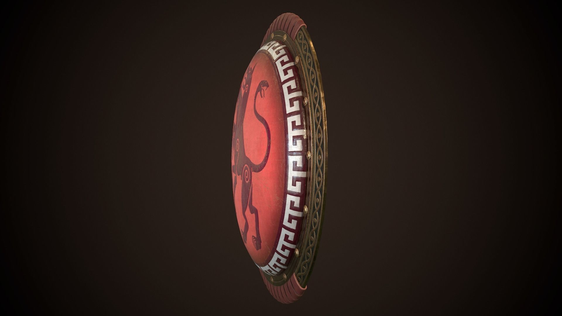 Hoplite Shield Cerberus Low-poly 3D model_6